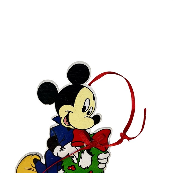 Vtg PBS Sesame Street Big Bird Disney Mickey Mouse Wooden Christmas Ornaments - Picture 4 of 7